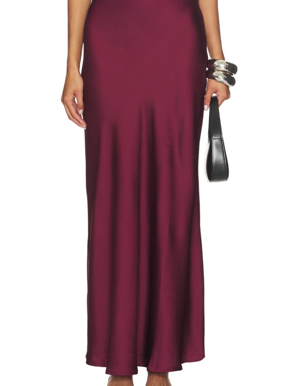Steve Madden Satin Maxi Skirt in Burgundy